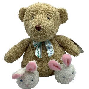 Prestige Belly Flops Plumpo Beige Bear Terry Plush Bunny Slipper Stuffed Animal